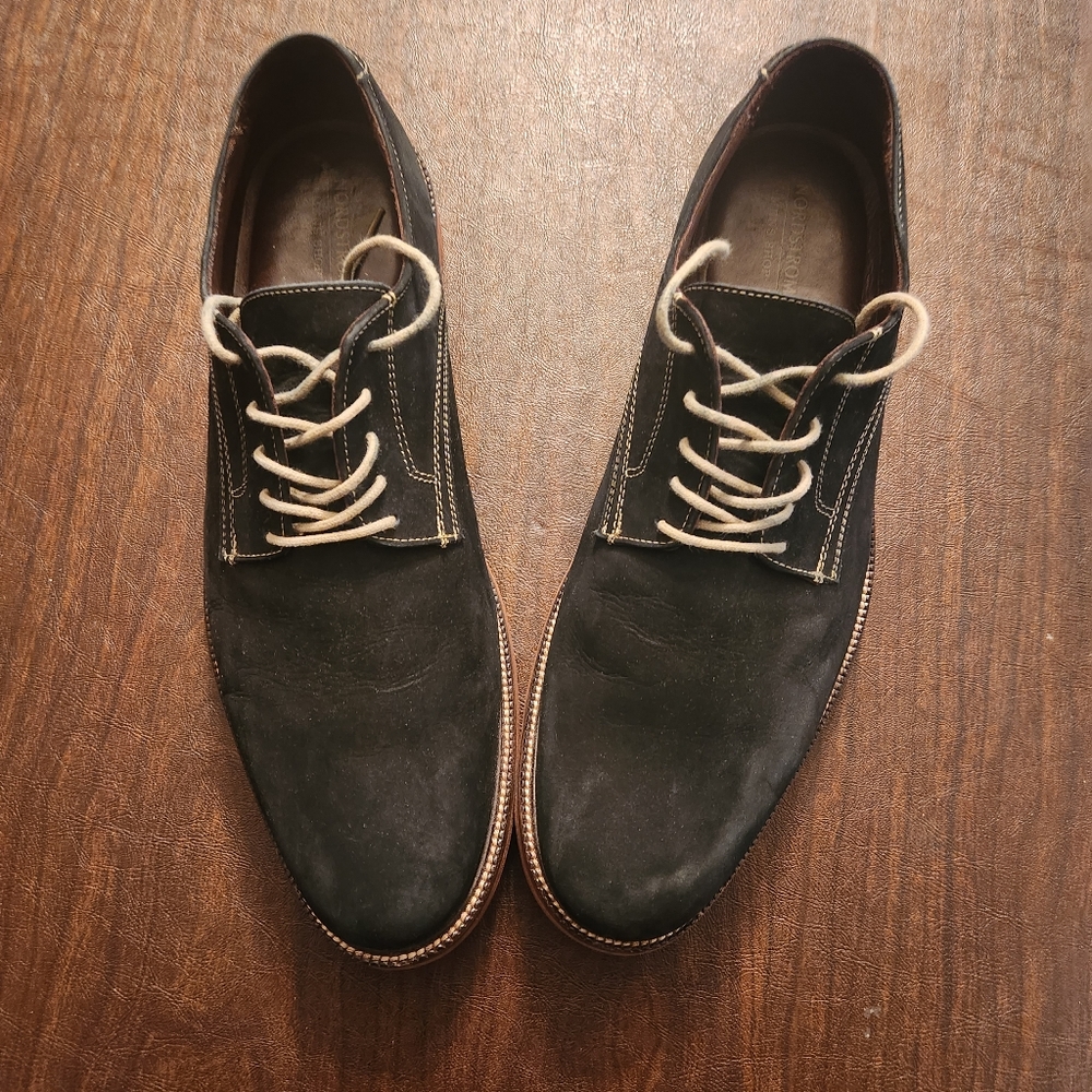 Nordstrom Men's 13M Black Nubuck Leather and Suede. Beige Lace Shoes